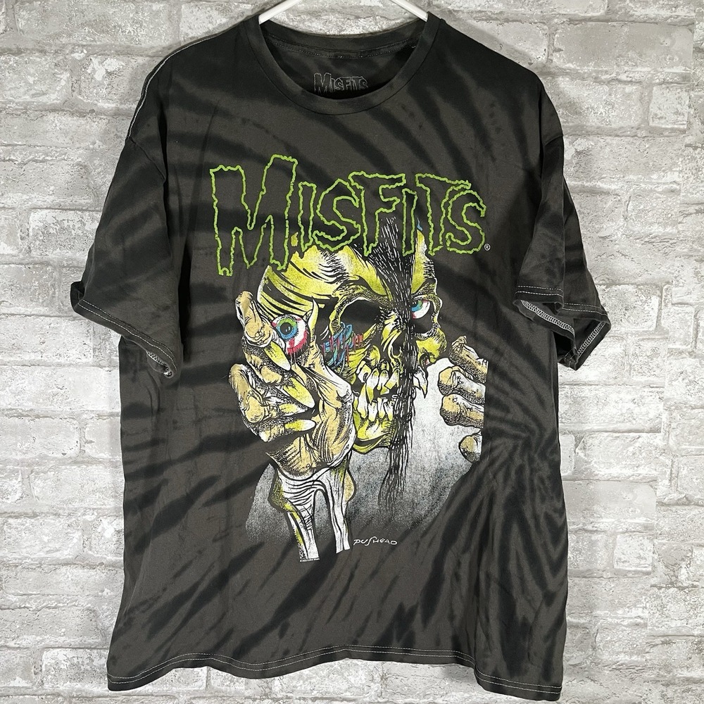 Misfits Mens Misfits Punk Rock Crimson Ghost Green Black Tie Dye Shirt Sz Large